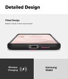 Galaxy S25 Edge Case | Onyx - Bottom view of a phone in a black case highlighting precise port and speaker cutouts.