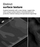 Galaxy S25 Edge Case | Onyx - Close-up of a black phone case with a diagonal striped texture and a rugged, matte surface.
