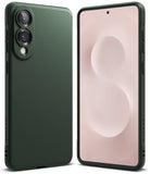 Galaxy S25 Edge Case | Onyx - Dark green textured phone case shown from the back and front with a light pink screen.
