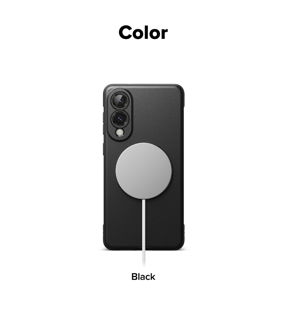 Galaxy S25 Edge Case | Onyx Magnetic - Black phone case with a magnetic charging disc attached to the back.