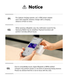 Galaxy S25 Edge Case | Onyx Magnetic - Informational graphic listing charging and Samsung Wallet usage notices.