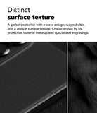 Galaxy S25 Edge Case | Onyx Magnetic - Close-up of a black phone case with a textured, rugged surface and engraved details.