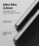 Galaxy S25 FE Case | Fusion Card - Comparison of slim Ringke Fusion and Fusion Card cases with NFC text overlay.