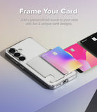 Galaxy S25 FE Case | Fusion Card - Clear phone case with a card slot holding a colorful card, with two extra cards nearby.