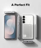 Galaxy S25 FE Case | Fusion Card - Clear phone case with card holder shown from front, back, and side angles.
