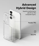 Galaxy S25 FE Case | Fusion Card - Clear phone case with card slot highlighting flexible TPU and hard PC layers.