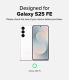 Galaxy S25 FE Case | Fusion - White Galaxy S25 FE smartphone shown from front and back with text confirming device compatibility.