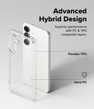 Galaxy S25 FE Case | Fusion Matte - Clear phone case showing flexible TPU and hard PC layers for a white smartphone.