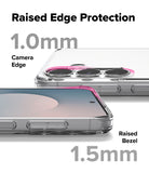 Galaxy S25 FE Case | Fusion Matte - Clear phone case showing 1.0mm camera edge and 1.5mm screen bezel protection.