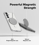 Galaxy S25 FE Case | Fusion Magnetic - A magnetic charger attached to a clear phone case versus falling off a phone.