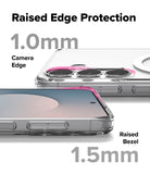 Galaxy S25 FE Case | Fusion Magnetic - Clear phone case showing 1.0mm camera edge and 1.5mm screen bezel protection.