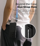 Galaxy S25 Ultra Case | Alles - Person wearing a phone case with a colorful strap, featuring a close-up of the duo strap hole.