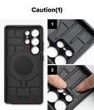 Galaxy S25 Ultra Case | Alles - Black phone case showing installation steps for the camera frame insert.