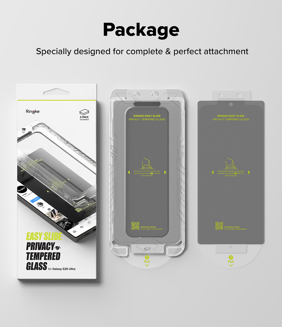 [Bundle] Galaxy S25 Ultra | Fusion Bold Magnetic - Galaxy S25 Ultra | Fusion Bold Magnetic - Ringke privacy tempered glass screen protector kit with installation tray.