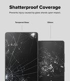 Galaxy S25 Ultra Screen Protector | Easy Slide Tempered Glass - Galaxy S25 Ultra Screen Protector - Comparison showing tempered glass with fine cracks versus others with loose shards.