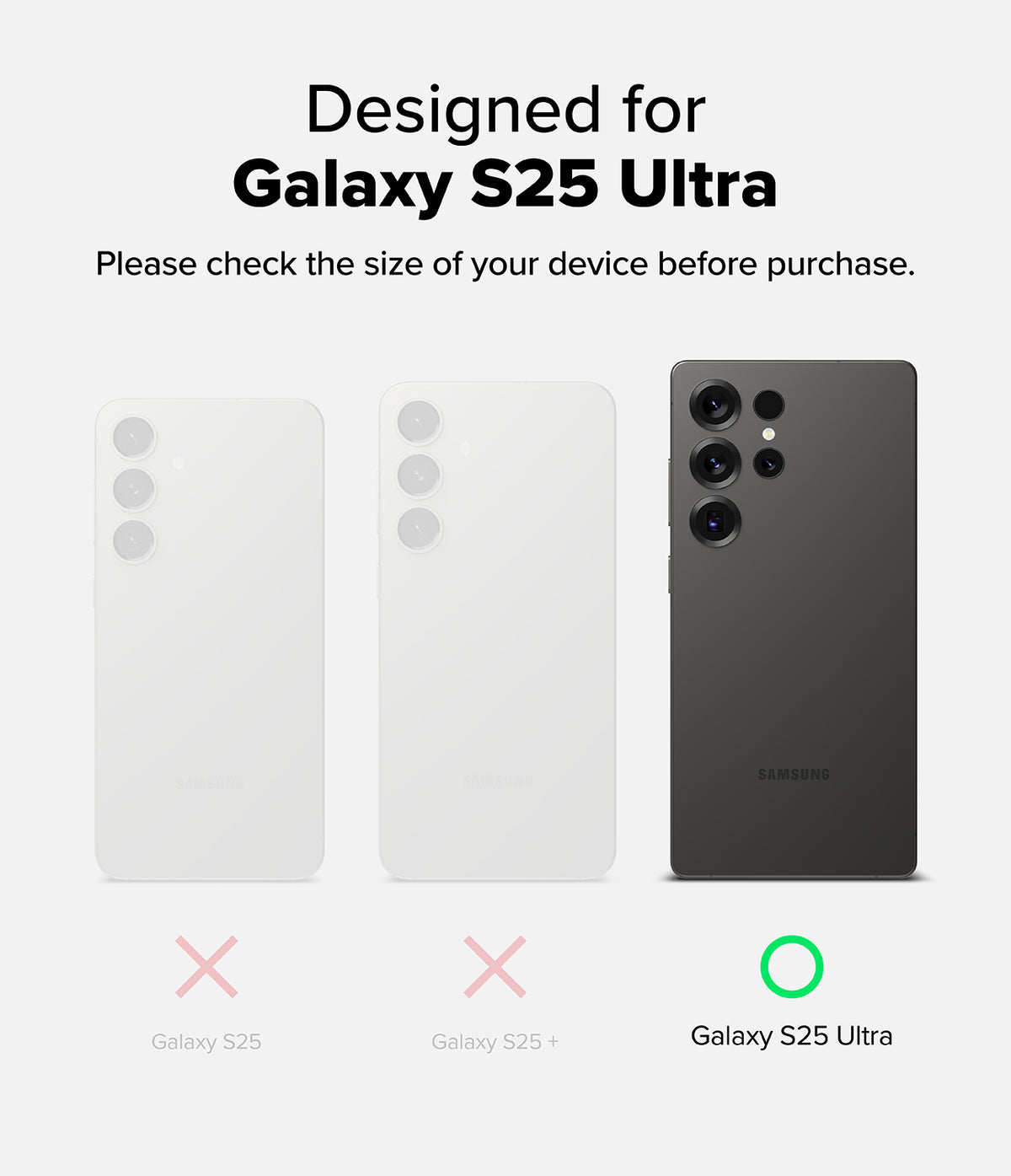 [Bundle] Galaxy S25 Ultra | Onyx Magnetic - Comparison of three Samsung phones showing the S25 Ultra is the correct model.