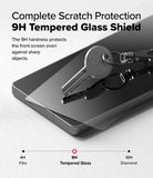 [Bundle] Galaxy S25 Ultra | Rugged Gear Magnetic - A metal key resting on a smartphone screen protected by 9H tempered glass.