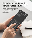 Galaxy S25 Ultra Screen Protector | Easy Slide Tempered Glass - Galaxy S25 Ultra Screen Protector - Hands holding a smartphone with a screen protector, typing on the digital keyboard.