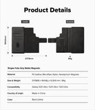 Galaxy S25 Ultra Cover | Folio Grip Wallet Magnetic - Galaxy S25 Ultra Cover - Technical diagram showing inside and outside views of a black magnetic folio wallet with dimensions.