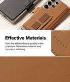 Galaxy S25 Ultra Cover | Folio Grip Wallet Magnetic - Brown and black leather phone cases with grip straps and stitching.
