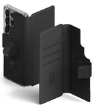 Galaxy S25 Ultra Cover | Folio Grip Wallet Magnetic - Black folio case with card slots, magnetic strap, and grip.