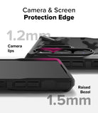 Galaxy S25 Ultra Case | Fusion-X - Close-up showing 1.2mm camera lips and 1.5mm raised screen bezel for device protection.