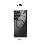 Galaxy S25 Ultra Case | Fusion-X Magnetic - Black protective phone case with a clear back and integrated magnetic ring.