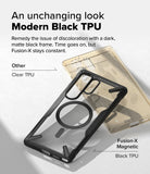 Galaxy S25 Ultra Case | Fusion-X Magnetic - A black Fusion-X magnetic case compared to a yellowed clear TPU case.