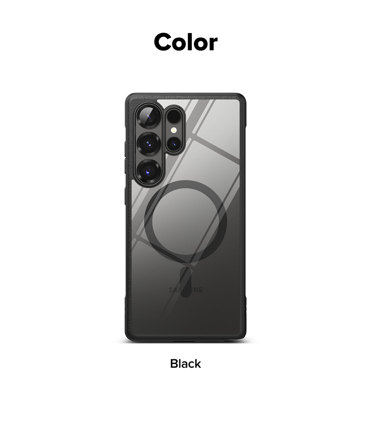 Galaxy S25 Ultra Case | Fusion Bold Magnetic - Black magnetic phone case with a clear back and camera lens cutouts.