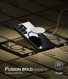 [Bundle] Galaxy S25 Ultra | Fusion Bold Magnetic - Galaxy S25 Ultra in a black magnetic case with a wireless charger.