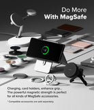 Galaxy S25 Ultra Case | Fusion Bold Magnetic - Phone charging on a stand surrounded by various MagSafe accessories.