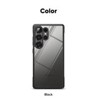 Galaxy S25 Ultra Case | Fusion Bold - Black phone case with a clear, geometric-patterned back panel and camera cutout.