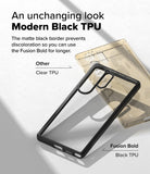 Galaxy S25 Ultra Case | Fusion Bold - Comparison of a yellowed clear case and a pristine black Fusion Bold case.