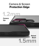 Galaxy S25 Ultra Case | Fusion Bold - Close-up showing 1.2mm camera lips and 1.5mm raised screen bezel for protection.