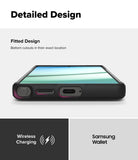 Galaxy S25 Ultra Case | Onyx - Bottom view of a black phone case showing precise cutouts for the S Pen, speaker, and USB-C port.