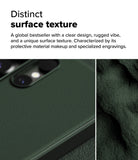 Galaxy S25 Ultra Case | Onyx - Dark green phone case with a textured surface and camera cutout next to a rugged rock texture.