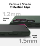 Galaxy S25 Ultra Case | Onyx - Dark green phone case showing 1.2mm camera lips and 1.5mm raised screen bezel protection.