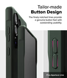 Galaxy S25 Ultra Case | Onyx - Close-up of a dark green phone case highlighting the textured, notched button design.