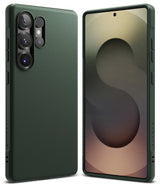 Galaxy S25 Ultra Case | Onyx - Front and back views of a dark green textured phone case on a Galaxy S25 Ultra.