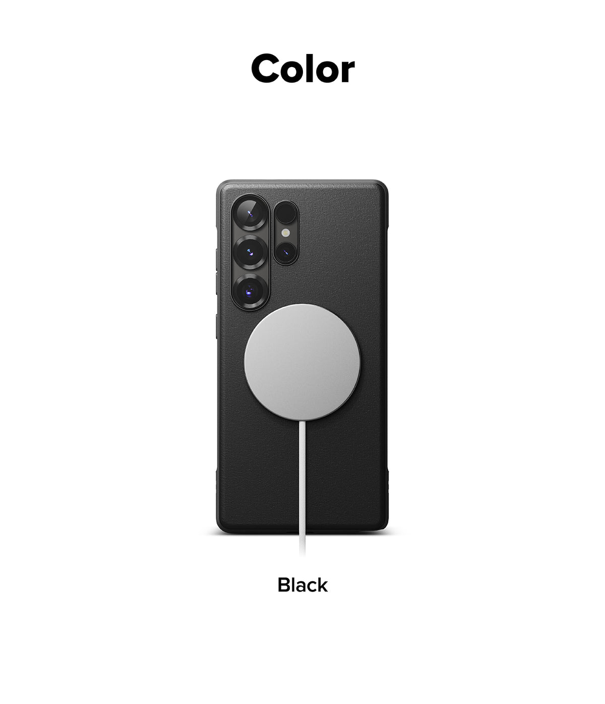 Galaxy S25 Ultra Case | Onyx Magnetic - Black phone case with a circular magnetic charger attached to the back.