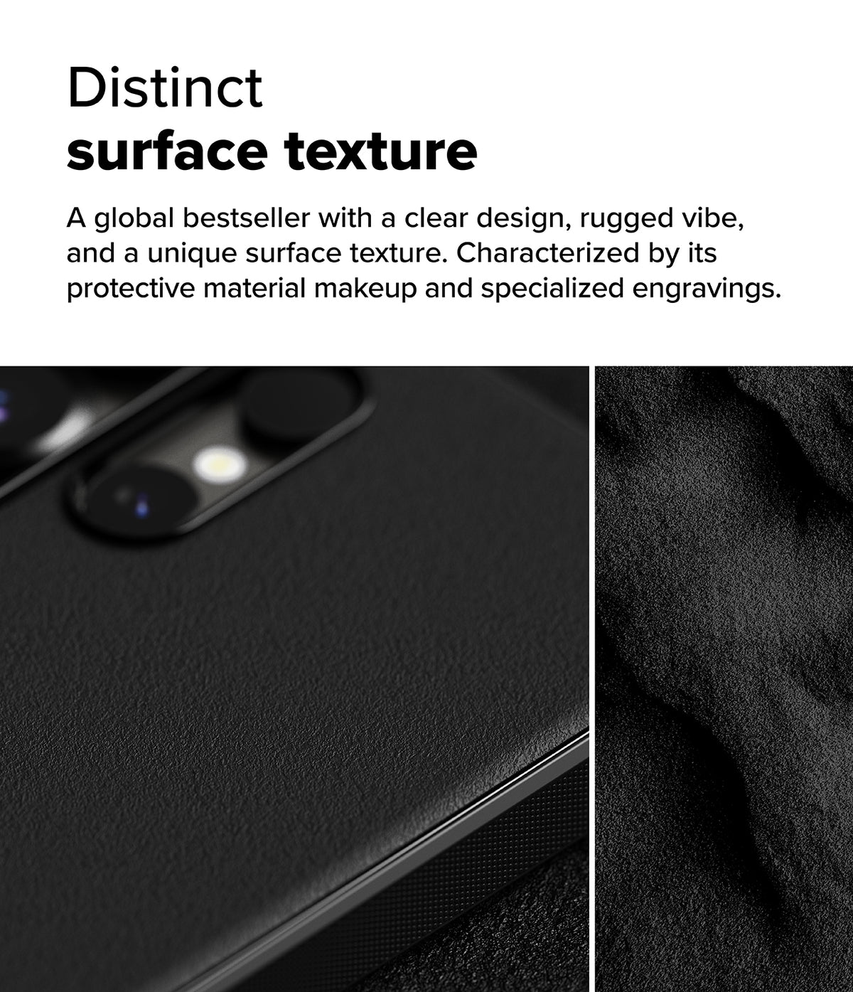 [Bundle] Galaxy S25 Ultra | Onyx Magnetic - Galaxy S25 Ultra | Onyx Magnetic - Close-up of a black phone case with a rugged, textured surface and camera lens detail.