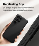 [Bundle] Galaxy S25 Ultra | Onyx Magnetic - Hand holding a black textured phone case with a close-up of the side grip pattern.