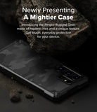 Galaxy S25 Ultra Case | Rugged Gear - Black camouflage phone case resting on dark ground near a large, textured rock.