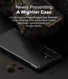 Galaxy S25 Ultra Case | Rugged Gear Magnetic - Black phone case with textured back resting under a large rock.