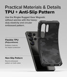 Galaxy S25 Ultra Case | Rugged Gear Magnetic - Flexible TPU phone case with camo pattern and non-slip side texture.