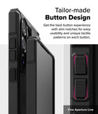 Galaxy S25 Ultra Case | Rugged Gear Magnetic - Close-up of phone case buttons with textured grips and red accents.