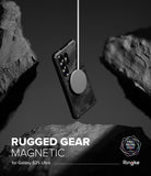 [Bundle] Galaxy S25 Ultra | Rugged Gear Magnetic - Galaxy S25 Ultra in a rugged magnetic case suspended by a charger.