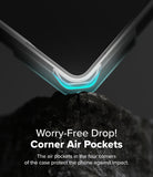 Galaxy S25 Ultra Case | Rugged Gear Magnetic - Close-up of a phone case corner with glowing air pockets resting on rock.