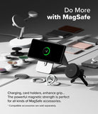 Galaxy S25 Ultra Case | Silicone Magnetic - Phone in magnetic case on stand surrounded by various MagSafe accessories.
