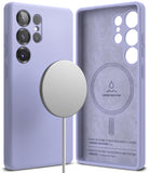 Galaxy S25 Ultra Case | Silicone Magnetic - Lavender silicone phone case with magnetic charger and interior suede lining.
